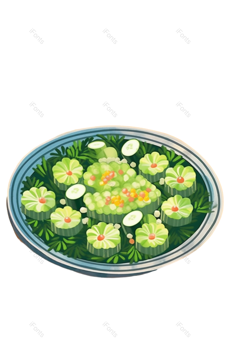 传统图片,插画元素,盘子PNG,美食免抠素材